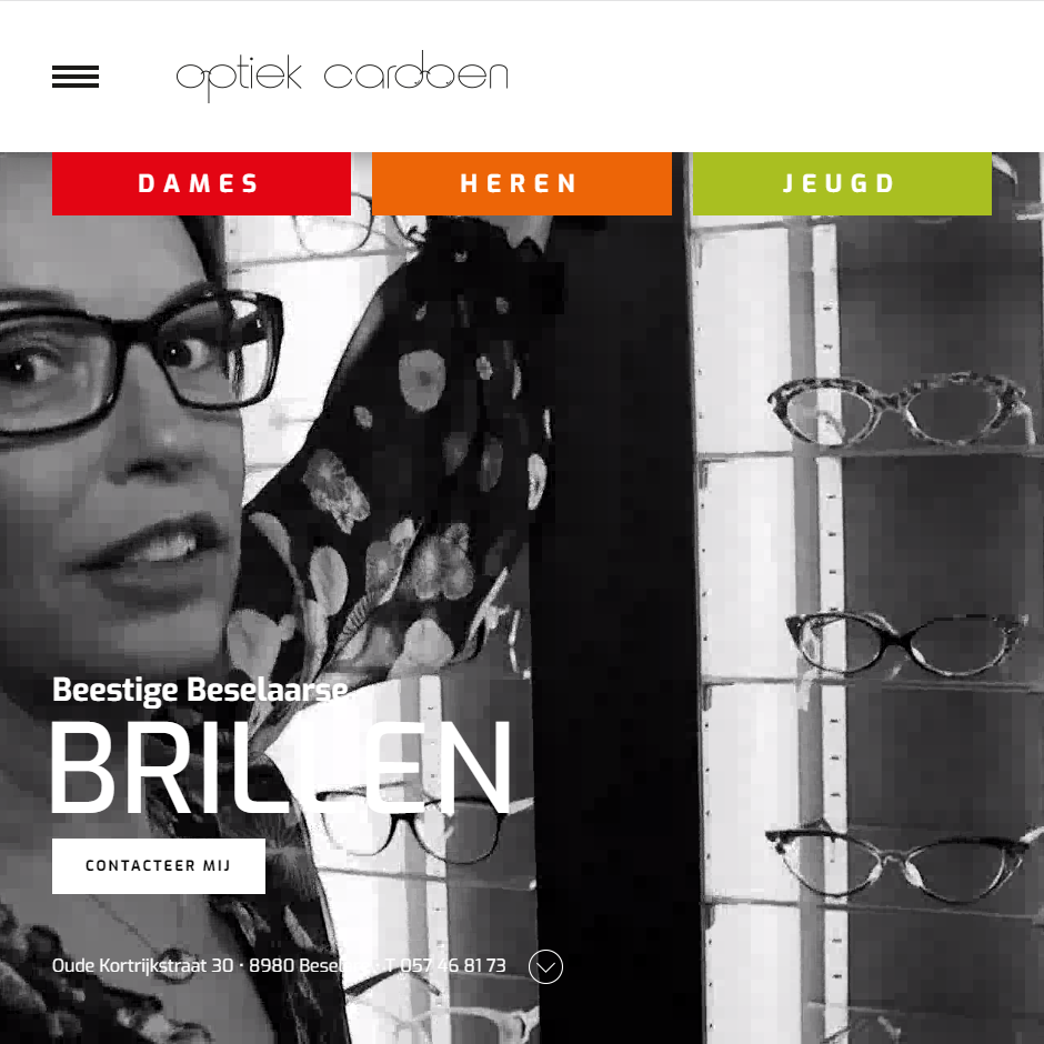 Screenshot website Optiek Cardoen